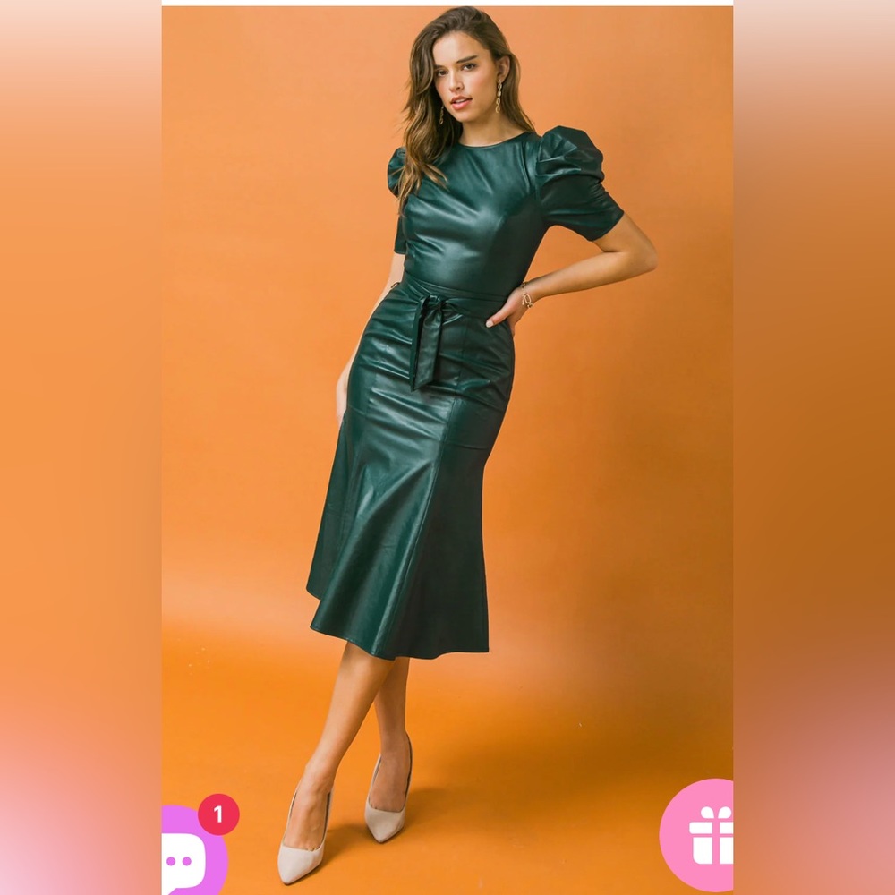 Flying Tomato Faux Leather Midi Dress